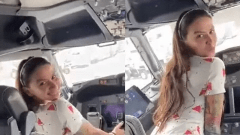 MC Pipokinha contraria piloto e mostra o bumbum em cabine de avião; veja